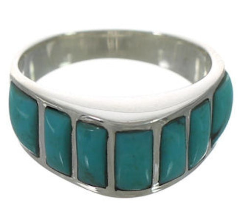 Turquoise Inlay Sterling Silver Jewelry Ring Size 8-1/2 VX36582
